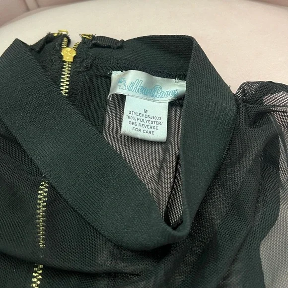 Iheartraves Black Sheer Top with Gold Zipper - Picture 3 of 5